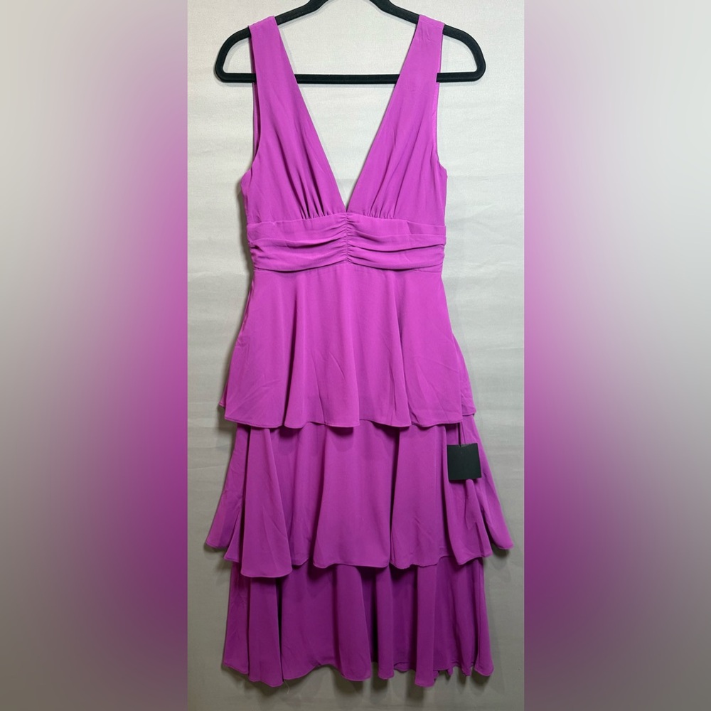 Lulu's Magenta Tiered High-Low Dress